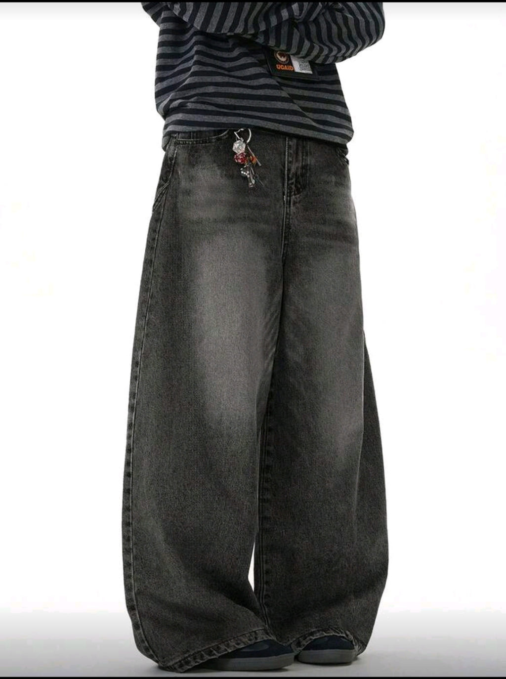 1pc Vintage Distressed Washed Loose Fit Wide Leg Jeans