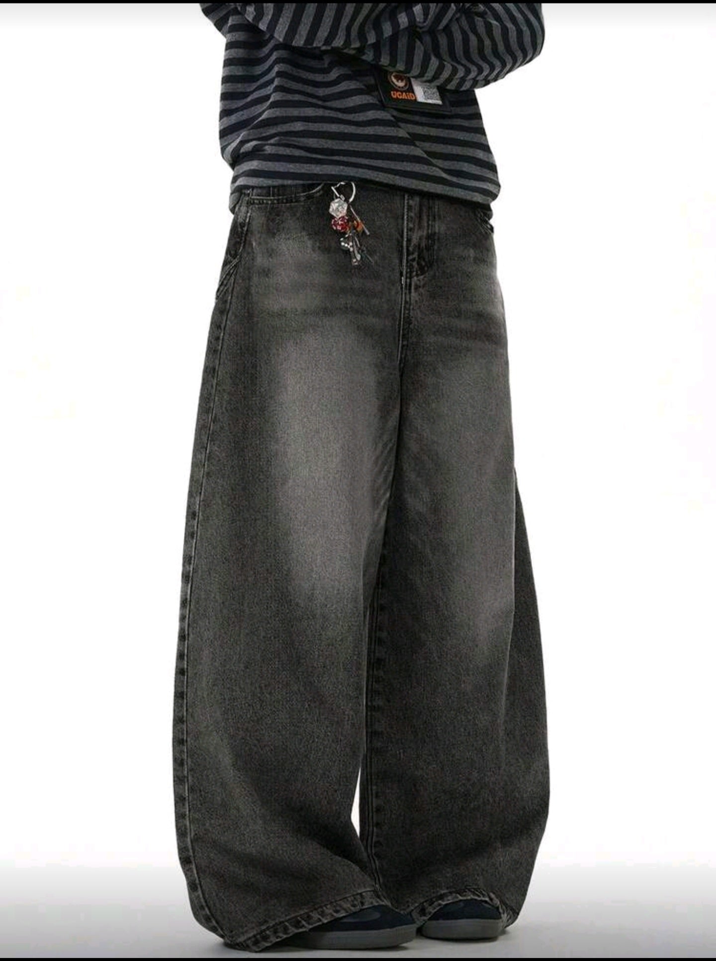 1pc Vintage Distressed Washed Loose Fit Wide Leg Jeans